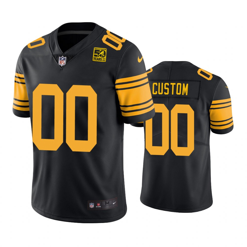 Men's Pittsburgh Steelers Active Player Custom Black 2023 Color Rush 50th Anniversary Vapor Untouchable Limited Jersey